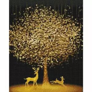 TBZ 황금나무와 꽃사슴 (캔버스) 보석십자수 40x50