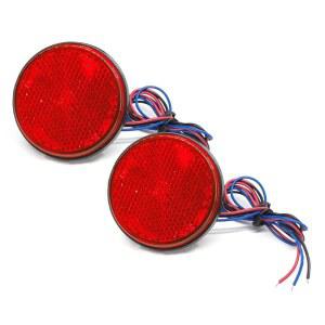 X STYLE 바이크 리플렉터 원형 LED 반사판 12V 차량용 24연 사이드 마커 램프 방향지시등 보조 브레이크 부품 트럭 트레일러 전등 장식 범용 2개 세트 레드