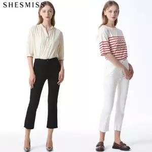 [쉬즈미스][쉬즈미스(SHESMISS)] 프린지컷팅 슬림핏 코튼 팬츠 (택가격 138000원)