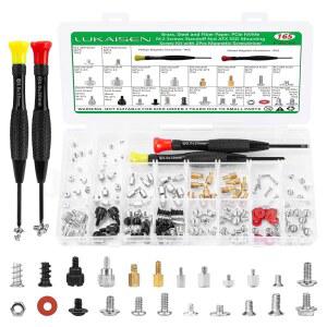 루카이센 165PCS 컴퓨터 나사 키트, M.2 NVMe SSD 장착 나사 및 스탠드오프, 블랙/실버 PC 케이스 팬 HDD 마더보드 나사 세트, 드라이버 2개 및 아수스 MSI 기가바이트 노트북용 절연 가스켓 포함