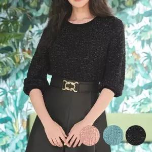 [도로시양장점]YUMMYKNIT 로맨틱 트위드 니트 블라우스 3종세트