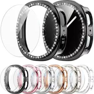 삼성 갤럭시 워치 8 40mm 화면 보호기용 XINGHAO 6+6 팩 블링 케이스 반짝이는 라인스톤 하드 PC HD 김서림