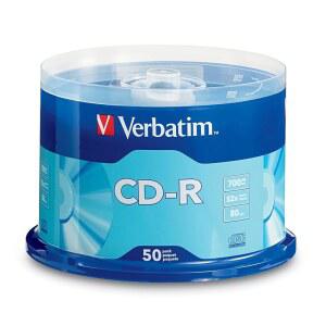 [미국배송] 버바팀 CD-R 빈 디스크 700MB 80분 52배 데이터 및 음악용 - 50팩 스핀들 실버