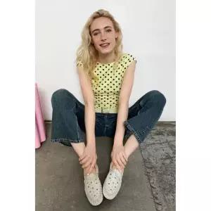 ZARA 스터드 레더 로퍼 - 화이트