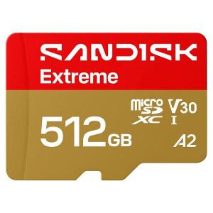 512GB 익스트림 마이크로SD UHS-I 카드 - 최대 245MB/s 읽기 속도 170MB/s 쓰기 5.3K 비디오 4K UHD 액션캠 드론 안드로이드 기기용 고성능 SDSQXH9-512G-GZ6MA