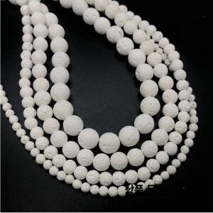 4/6/8/10/12/14MM 자연 블랙 화이트 화산 용암 스톤 스페이서 락 라운드 루즈 쥬얼리 만들기 DIY 팔찌 도매