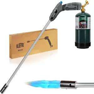 BLUEFIRE 32인치 프로판 잡초 토치 경량 화염방사기 자가 점화 블로우 버너 정원 지붕 눈 차르코아용
