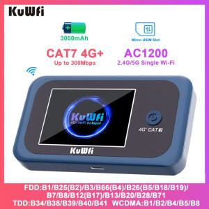 휴대용라우터 유심공유기 이동식와이파이 KUWFI CAT7 4G 슬롯 WIFI 모바일 1200MBPS 여행용 5G 라우터 배터리 10명 LTE 휴대용 싱글 3000MAH USIM 모뎀