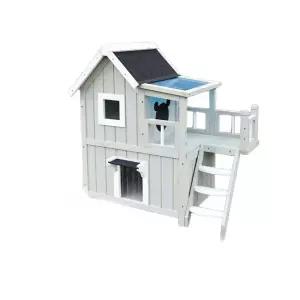 캣타워 집 2층 야외 숨숨집 고양이 강아지 급식소 방수 실외 펜션 보온 하우스