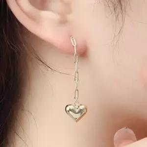 (비쥬홀릭) 실버925 골드도금 하트 클립 체인 귀걸이