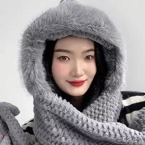 그레이 머플러 후드 코지데잇 니트후드머플러 후드머플러
