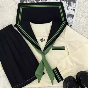 TBZ 그린더블라인 세라복 프레피룩 긴팔 교복세트 학생복