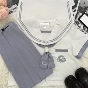 TBZ 라이트그레이 두줄라인 푸구자수 세라복 반팔 교복