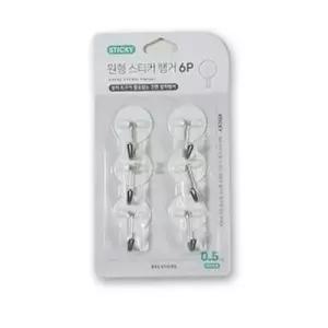 원형 MPV706E0 스티커 행거 6P 옷걸이 수건걸이 고리 도어훅