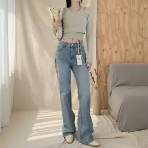 [옷자락] 여성 빈티지 워싱 세미 부츠컷 데님 팬츠