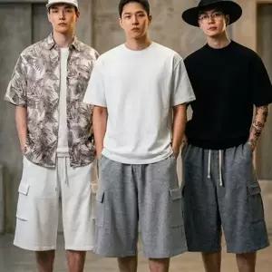 패피 7부왕통와이드 버뮤다팬츠 와이드반바지 스웨트 쇼츠 남자반바지 여자반바지 튜리닝반바지