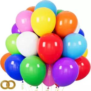 ASIYUHY 100 PCS 파티 풍선 다양한 색상의 12인치 무지개 65FT 리본 두꺼운 라텍스 컬러 밝은 생일 결혼식