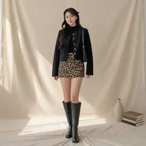 [옷자락] 여성 뽀글이 호피무늬 미니치마 스커트