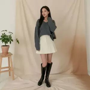 [옷자락] 여성용 사이드슬릿 플리츠 미니스커트 치마