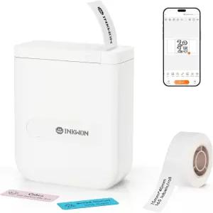 테이프가 있는 InkWon D110 라벨 메이커 기계 다양한 템플릿이 Bluetooth 미니 가정 사무실 학교 흰색용