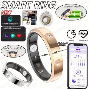 2025 스마트 링 여성 남성 초슬림 6.3mm 심박수 스트레스 측정 모니터 IP68 방수 패션 스포츠