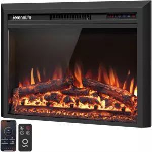 히터가 있는 SereneLife 전기 벽난로 삽입 스마트 Wi-Fi 앱 제어 및 리모컨 과열 방지 기능이 700W/1500W