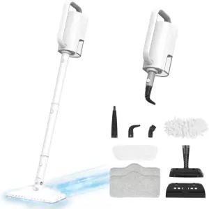 6-in-1 스팀 걸레 1200W 가정용 회전식 청소기 2가지 모드 400ML 탈착식 탱크 23FT 코드 세척 가능한 패드