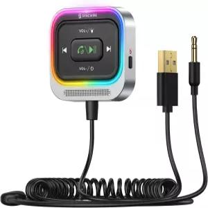 Syncwire Bluetooth 5.4 수신기 3.5mm Aux 자동차 어댑터 키트 코일 케이블 포함 대형 마이크 노이즈
