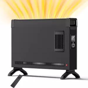 브리즈히트 휴대용 전기 히터-1500W 컨벡션 패널 히터(팬 및 에코 모드 포함) LED 디지털 디스플레이로 방
