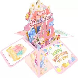 조이카드 45번째 생일 여성 그녀 아내를 위한 장식 멋진 3D 선물 상자 재미있는 축하 45세