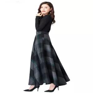 체크스커트 겨울 모직 A라인 연말룩 롱