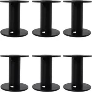 DGBRSM 6PCS 빈 플라스틱 와이어 스풀 71mm2.8인치 낚싯줄 감김 포장 로프 보관 리본 블랙