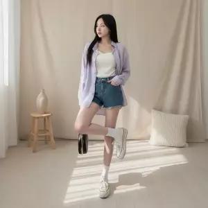 여성 마원단 카라넥 언밸런스 박시 셔츠 남방