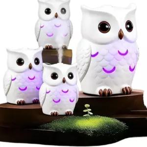 200ML 세라믹 에센셜 오일 디퓨저 사랑스러운 올빼미 7색 LED 조명이 있는 자동 차단 기능 차분한