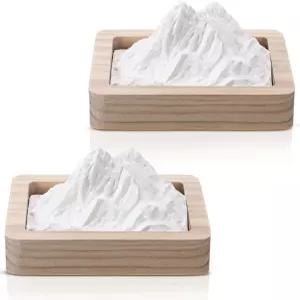 맥스닷 2Pcs 마운틴 패시브 디퓨저 알프스 에센셜 오일 우드 베이스 비전기 화이트 파이어 석고 스톤