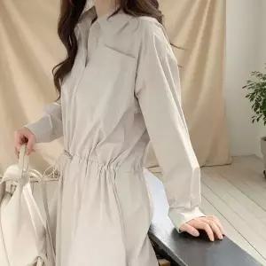 [다잇템] 여성 드로우코드 나일론 봄가을용 주머니 롱셔츠드레스24416780588872
