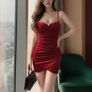 [다잇템] 여자 연말 잔주름 FW 모임룩 캐미 벨루어 미니원피스24387512588872