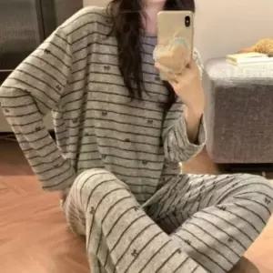 [다잇템] 여성 빅사이즈 U넥 리본 수면복 약기모 단가라 세트24422772588872