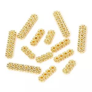 황동 스페이서 비즈 14K 금도금 스트립 꽃 느슨한 DIY 팔찌 쥬얼리 제작 여성 선물 10 PCs