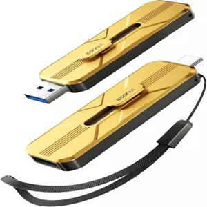iDsonix USB 플래시 드라이브 128GB 외장 SSD 최대 107B/s 2포트 A 3.2 타입 C 푸시 풀 디자인