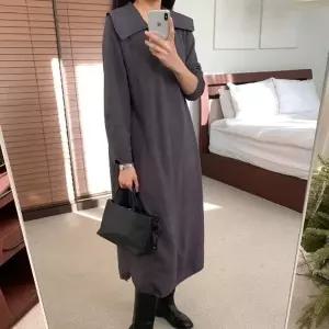 [다잇템] 여자 부드러운 스웨터 미니멀리즘 차콜 세일러카라 등원룩 롱원피스24422448588872