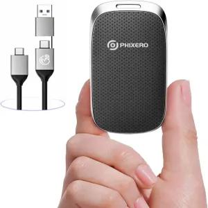 PHIXERO P20 외장 휴대용 SSD 512GB 최대 2050Mb/s 솔리드 스테이트 드라이브 2in1 USB C 케이블 및 LED