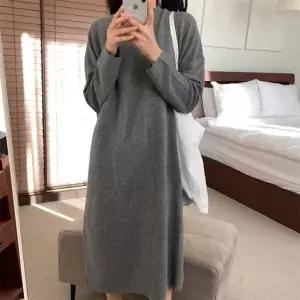 [다잇템] 여자 울니트 밑트임 민무늬 비스코스 휘뚜루 롱원피스24422449588872