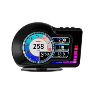 헤드업 디스플레이 HUD F16 OBD2 GPS 듀얼 시스템 디지털 속도계 5인치 IPS 스마트 게이지 속도 전압 엔진 RPM 과속 경고 수온