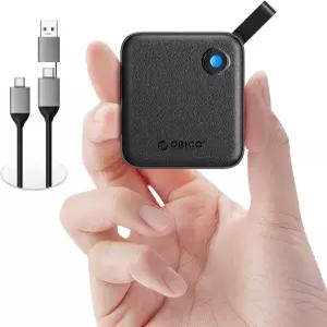 ORICO 휴대용 SSD 256GB(2in1 USB C 케이블 ) 외장 솔리드 스테이트 드라이브 최대 460MB/s 상태 표시기