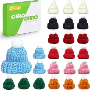 크리스마스 공예용 CeroDimo 24 PCS 미니 뜨개질 모자 작은 비니 트리 장식 DIY 아트 및 헤어 액세서리