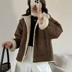 여자 빈티지 캐주얼 램스울 털가죽 보온 모피코트 터틀넥 코트 일체형 OP1