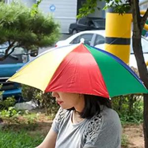 모자처럼 쓰는 우산 레인보우 60cm 모자우산 우산모자 모자우산 모자형우산 우산형모자