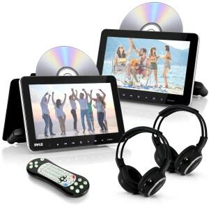 DVD 플레이어 IR FM 송신기 무선 헤드폰이 Pyle PLHRDVD108KT 15인치 범용 헤드레스트 모니터
