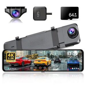 JOMIES G814 11인치 4K 5K 후방 미러 카메라 u2014 WiFi블루투스 대시캠 전후면 순수 증거 기록기 자동차용 3배 줌 64GB